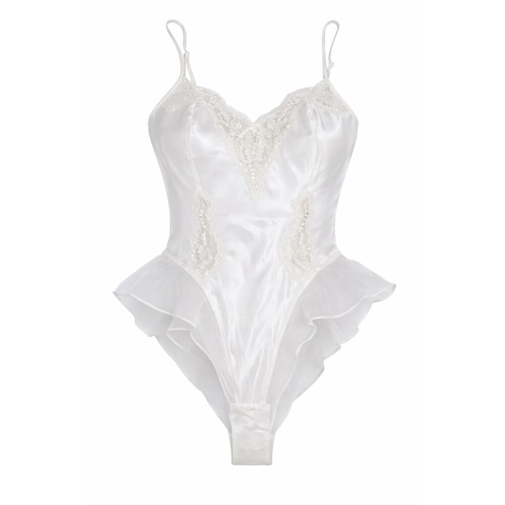 Vintage Victoria’s Secret 90s Cream Lace Bodysuit Women’s Medium